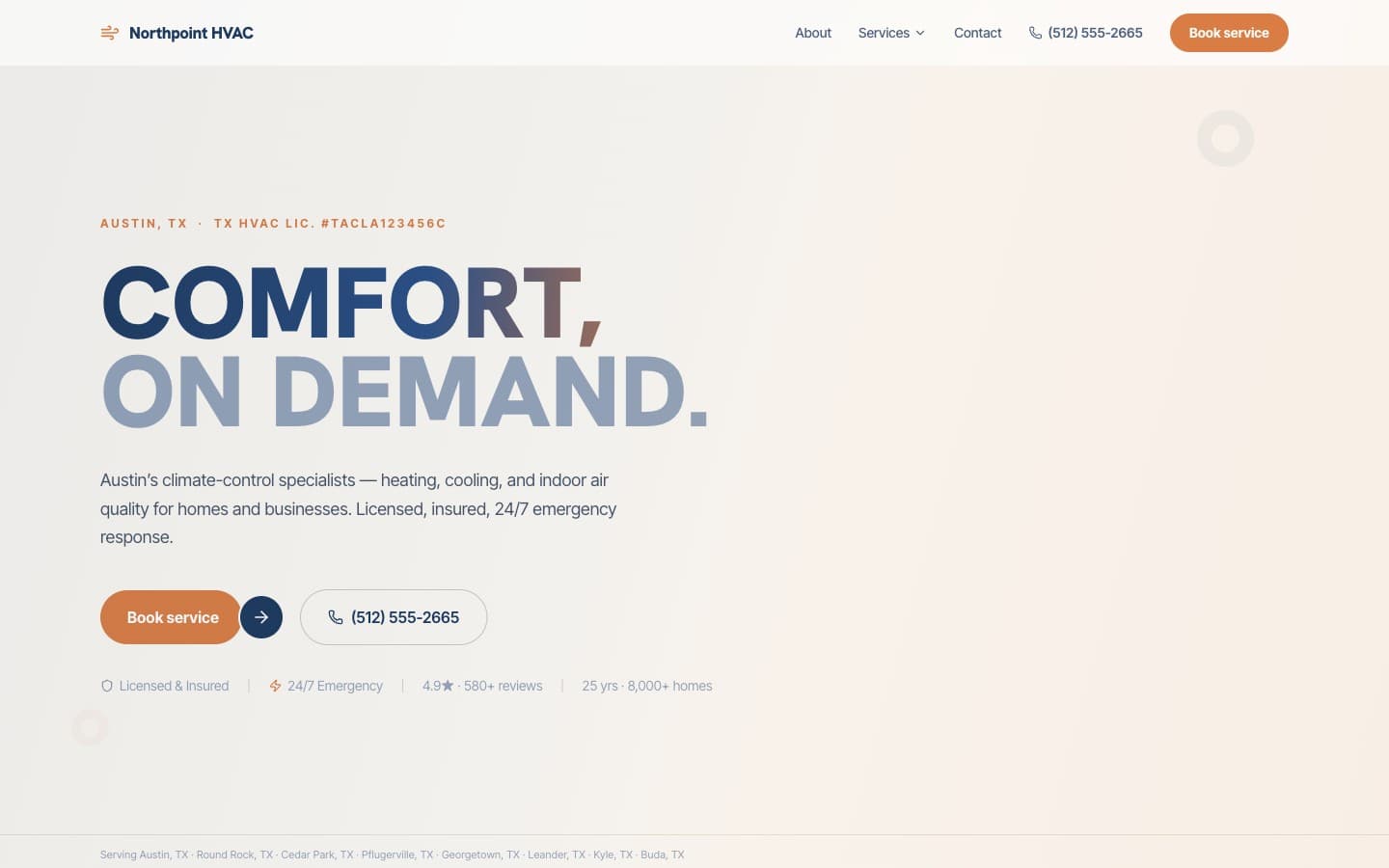HVAC & Climate website template — header preview