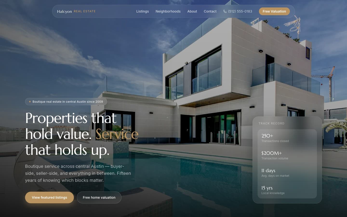 Real Estate Team website template — header preview