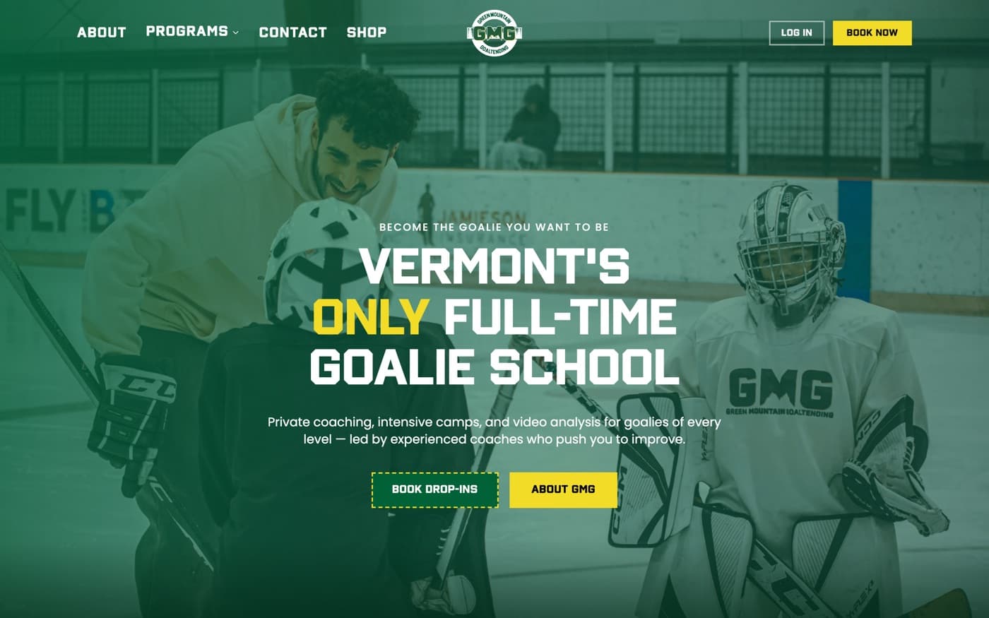 Green Mountain Goaltending — a site built by Your Website Friend
