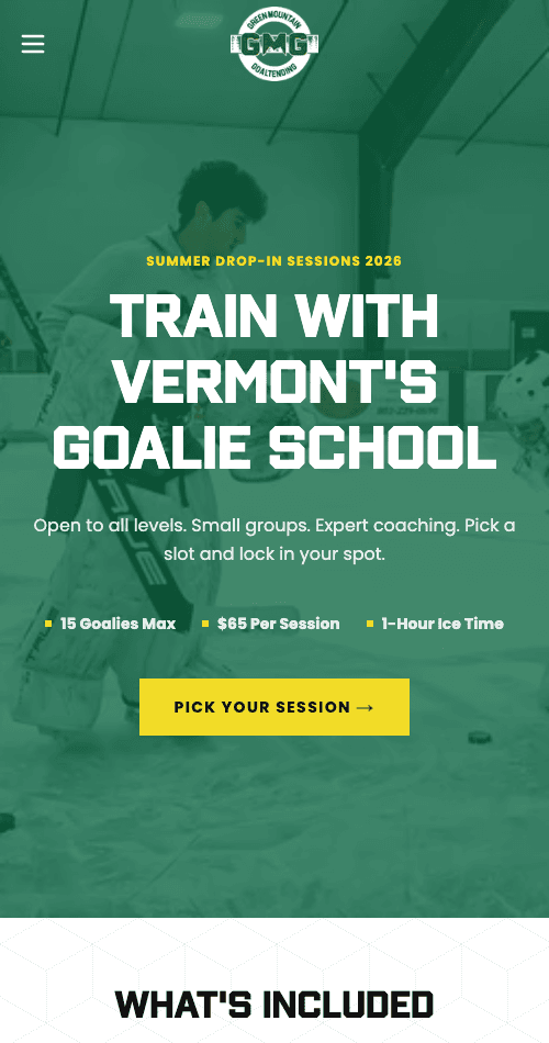 Green Mountain Goaltending — approach view