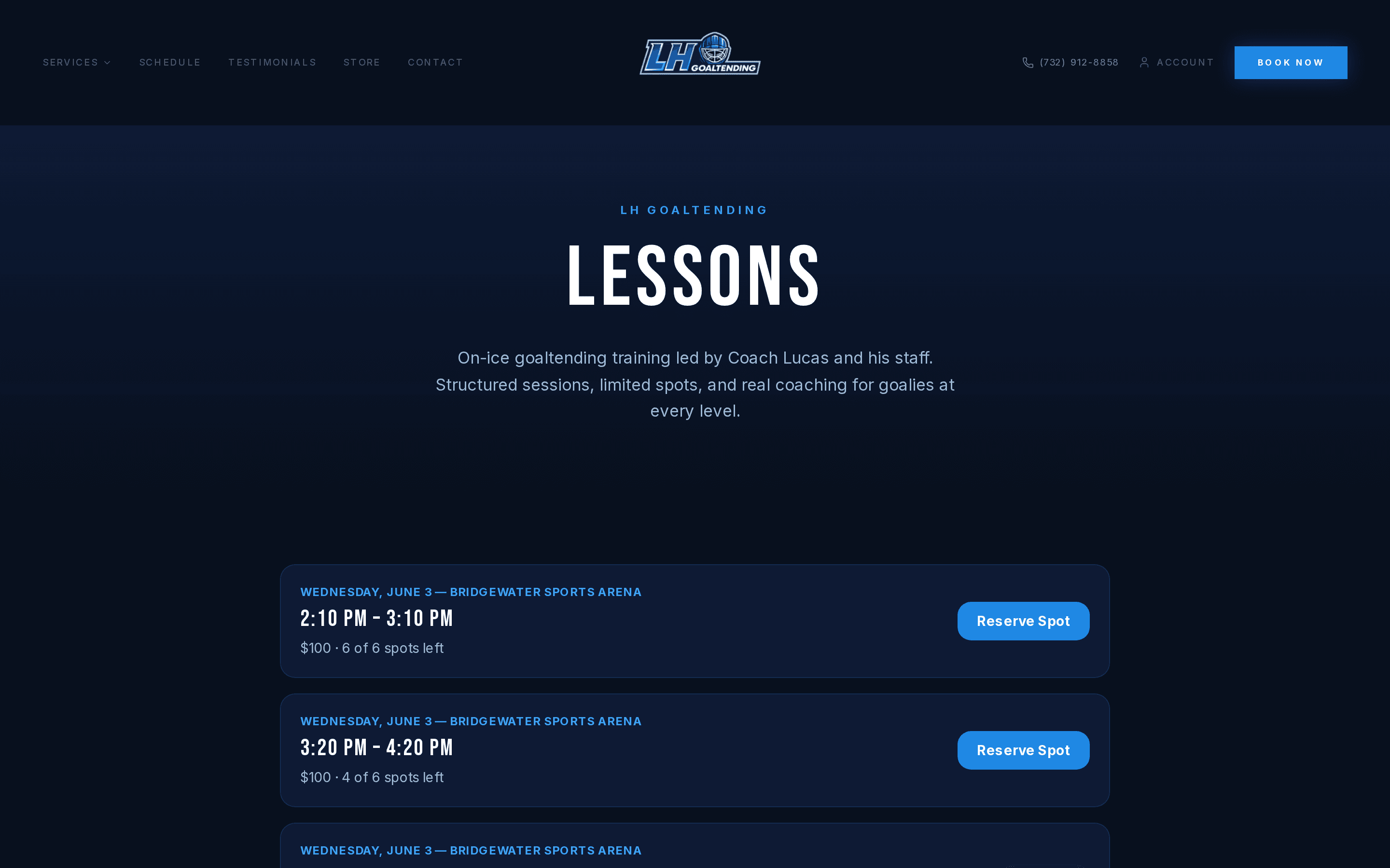 LH Goaltending — site view