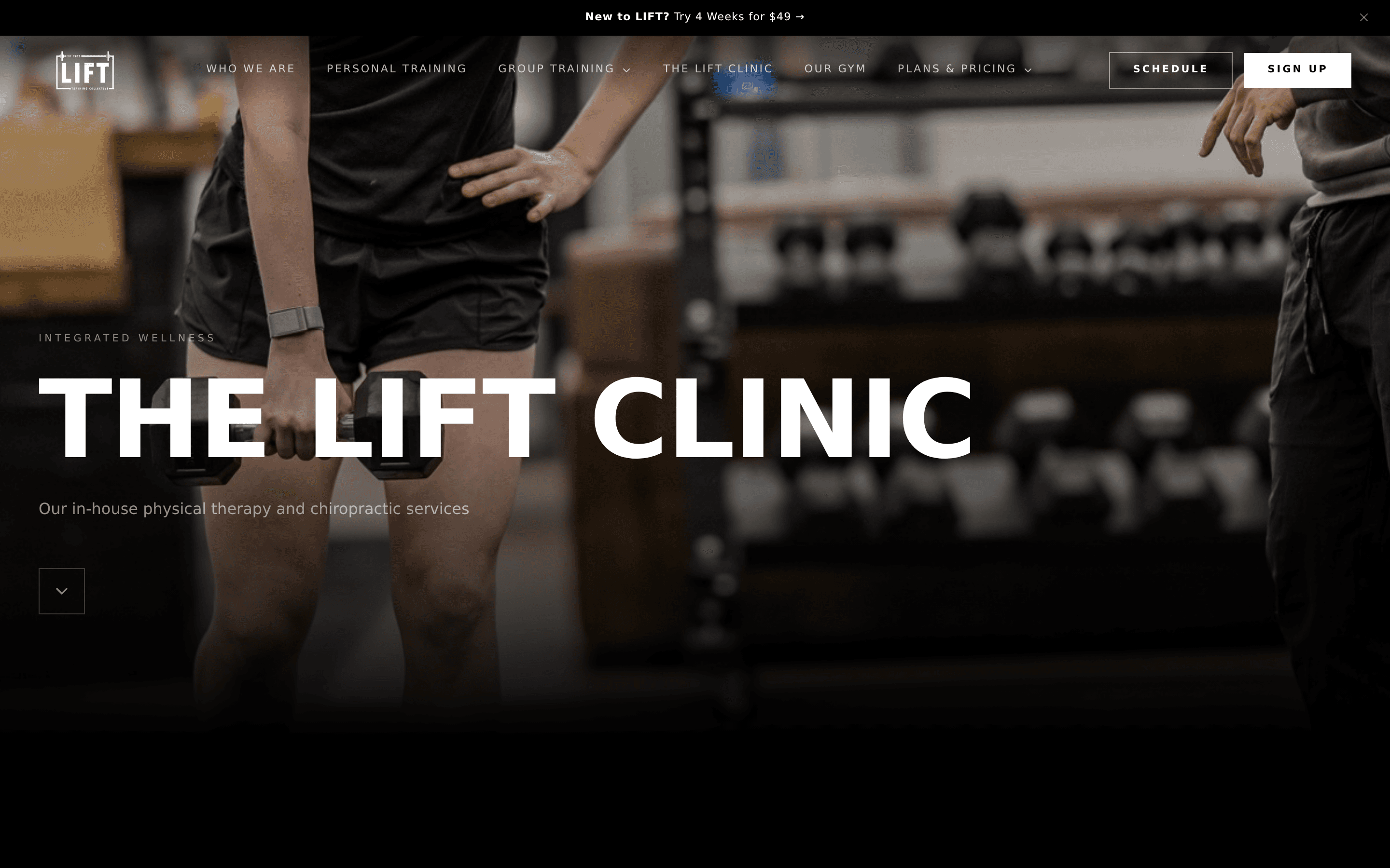 Lift Training Collective — mobile view