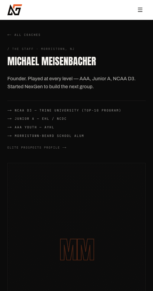 NexGen Hockey — mobile approach view