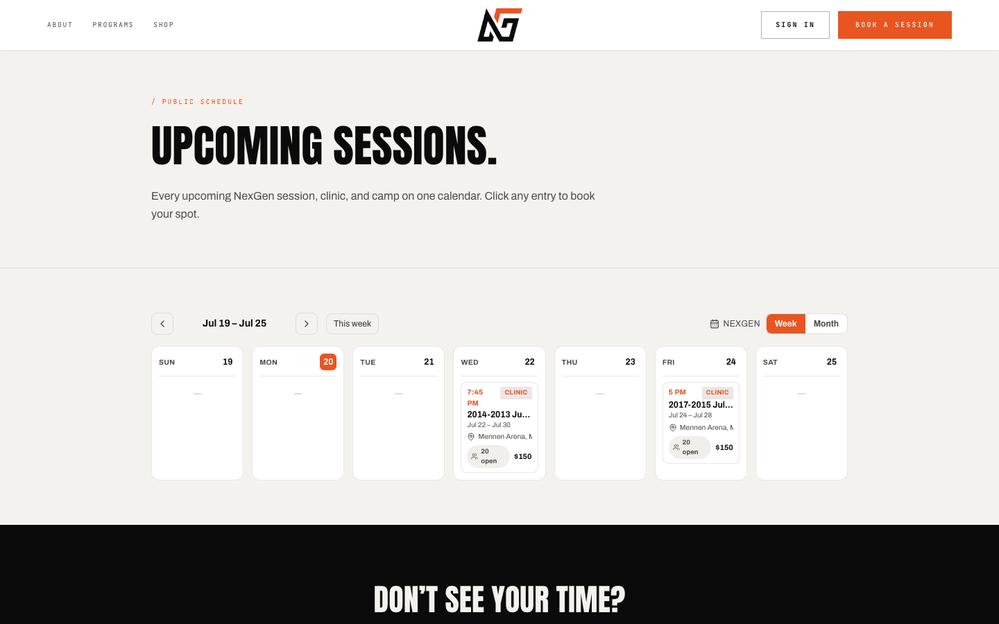 NexGen Hockey — build view