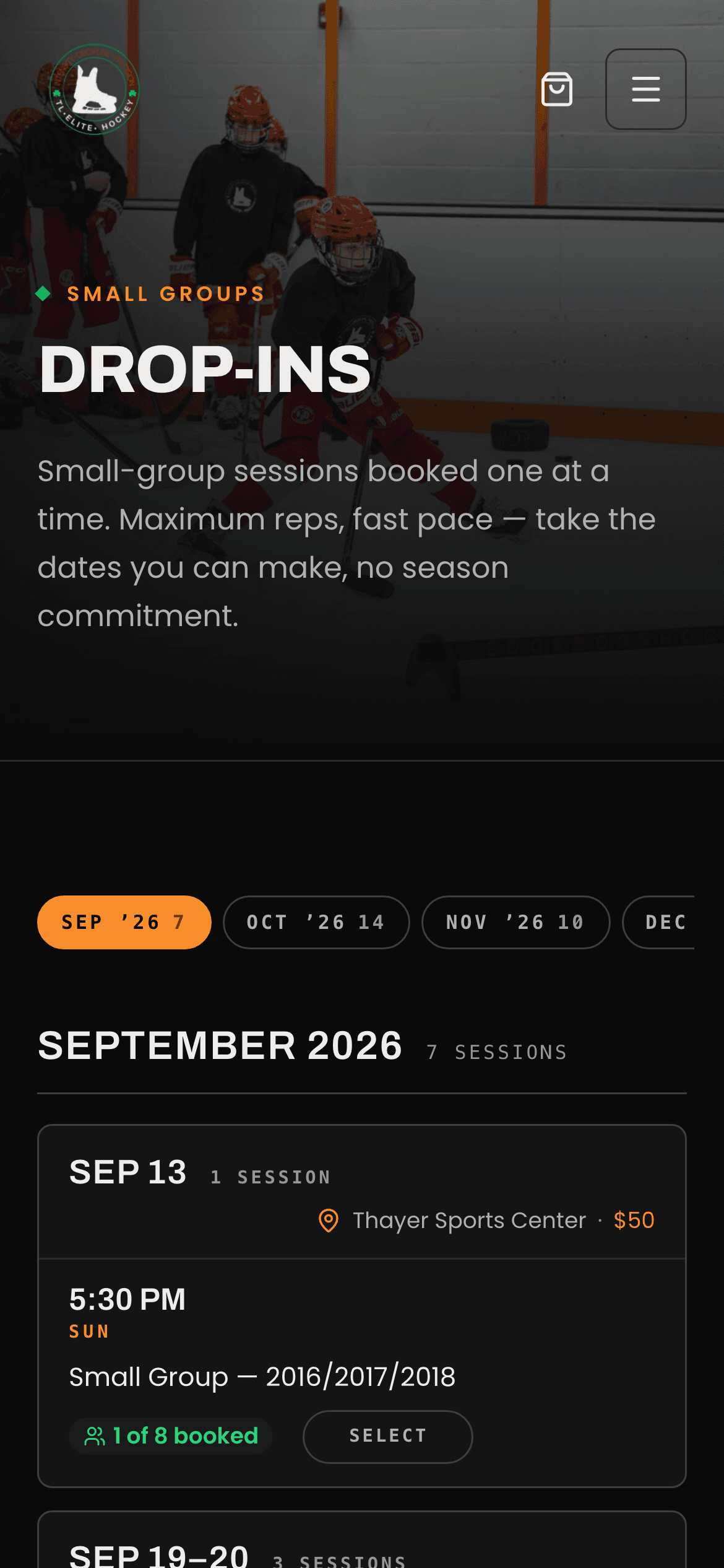 TL Elite Hockey — mobile view